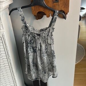 PATTERSON J. KINCAID Women's Gray & Silver Snake Print Ruffle Tie Front Tank Top